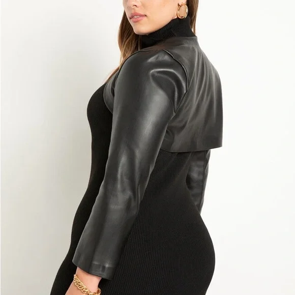 NWT ELOQUII Faux Leather Bolero/Sleeves/Shrug - Black Size 18 - Picture 3 of 7
